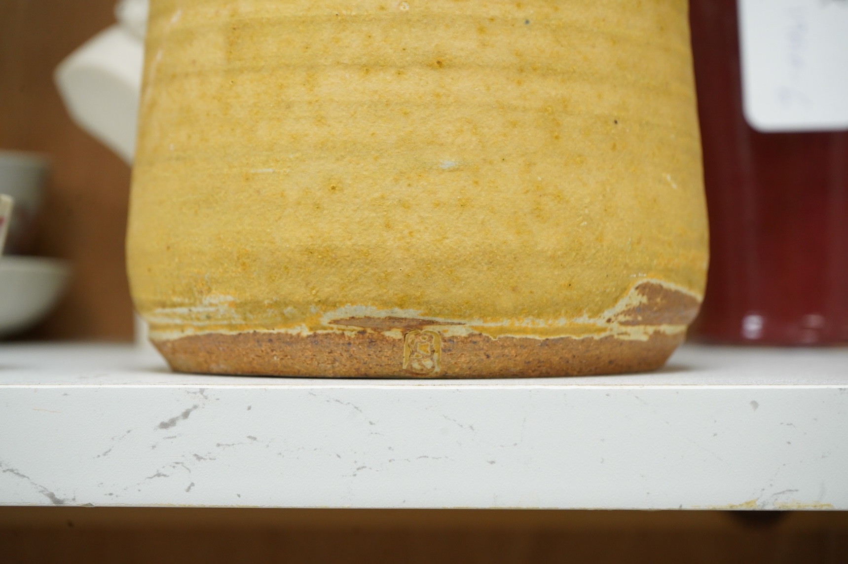 A collection of 18th century and later Chinese tea wares, a studio pottery jug & an R&L Parian bust of Handel, tallest 25cm